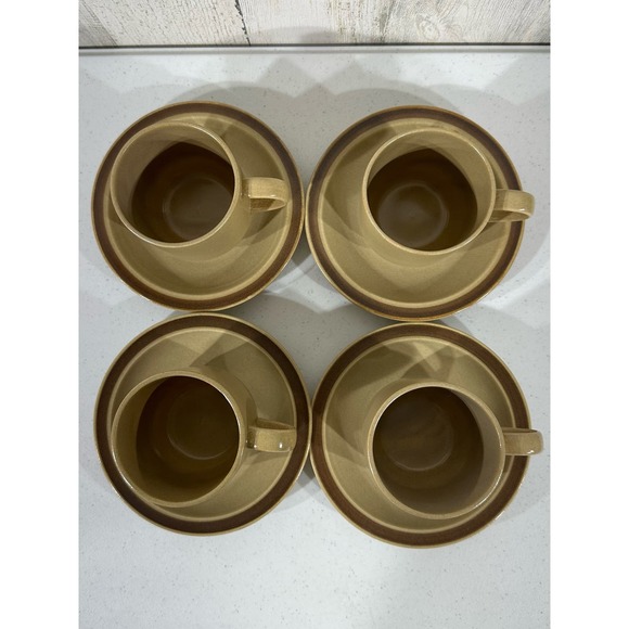 Hearthside Stoneware Dogwood 4 Cups 4 Saucers Hand Painted Japan MCM - Picture 3 of 16